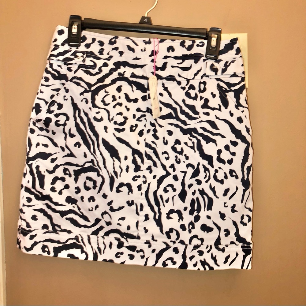 Cremieux Animal Print Leopard Skirt White Blue 6